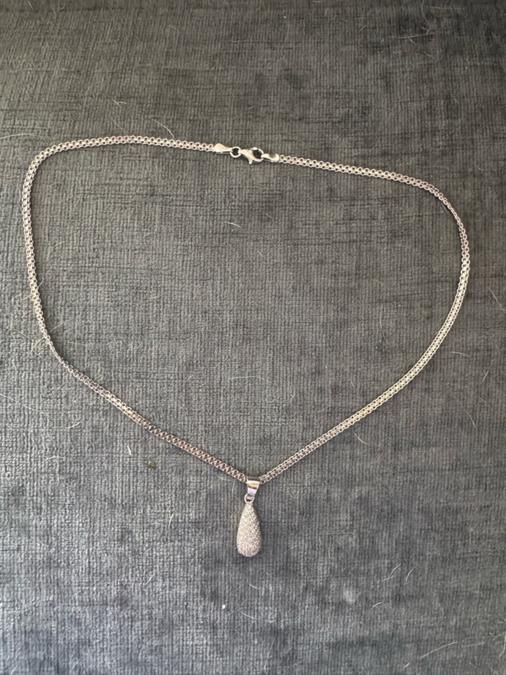 Teardrop Pave Pendant Necklace in Silver